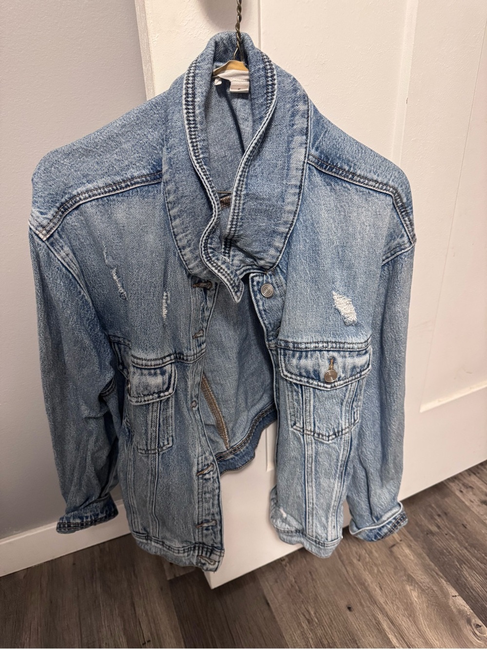 Light Wash Distressed Denim Jacket